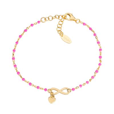 Bracciale Amen "Infinito" in Argento dorato con Smalto Fucsia