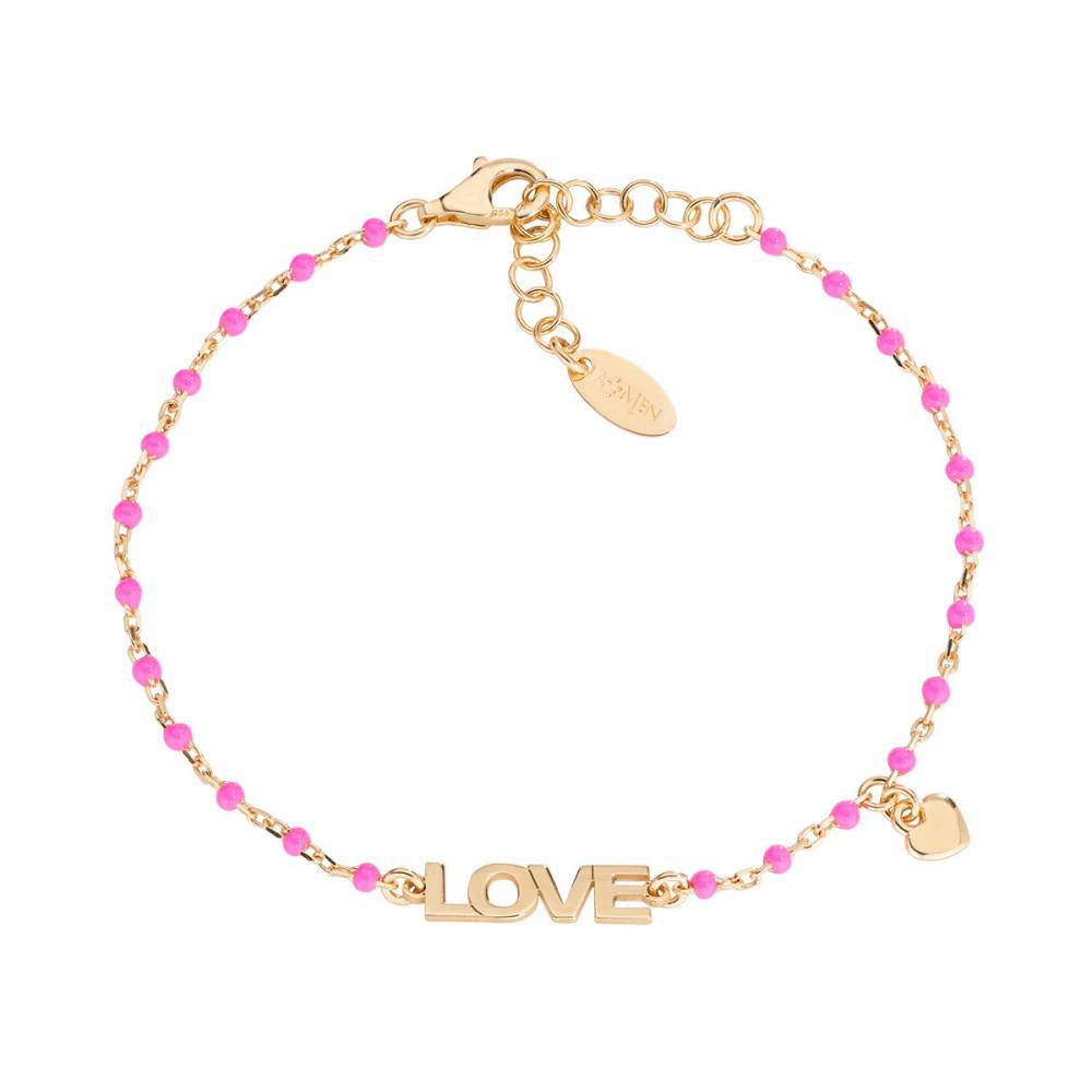 Bracciale Amen "Love" in Argento Dorato con Smalto