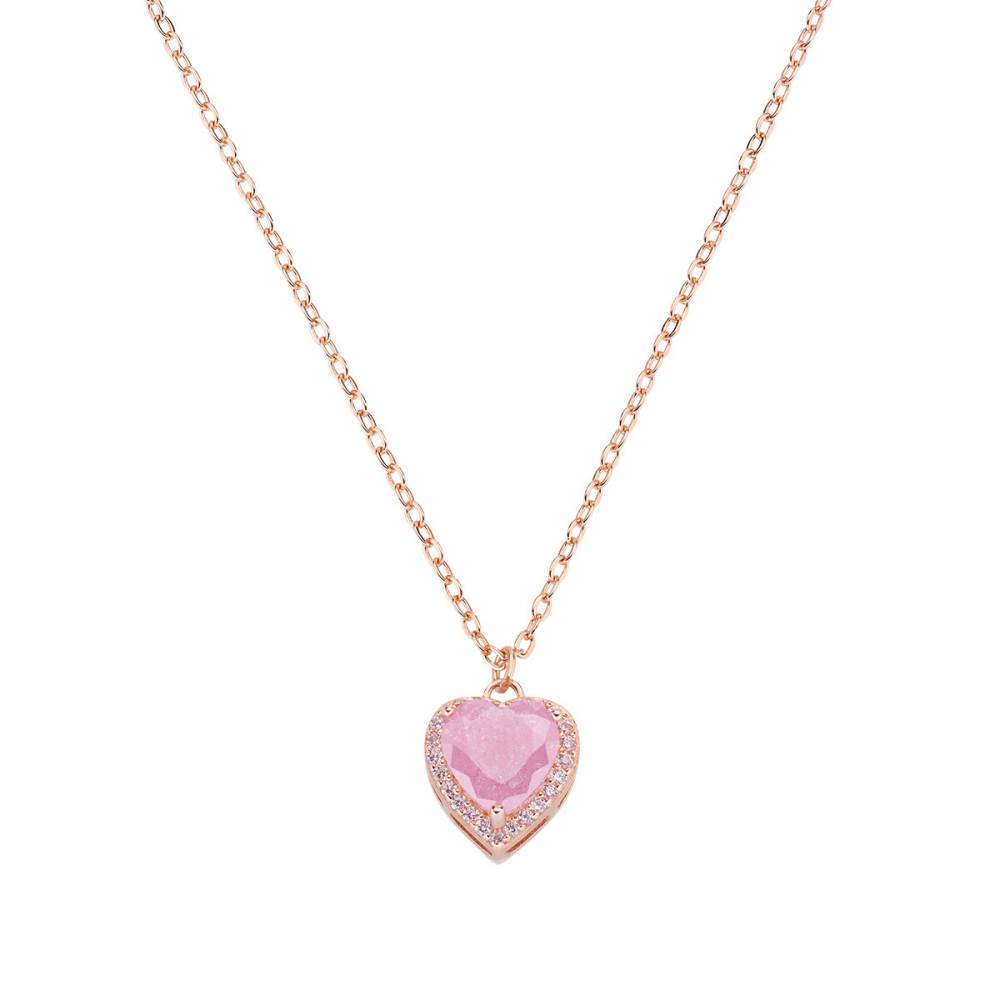 Collana Amen in Argento Rosato con Cuore in Creek Stone