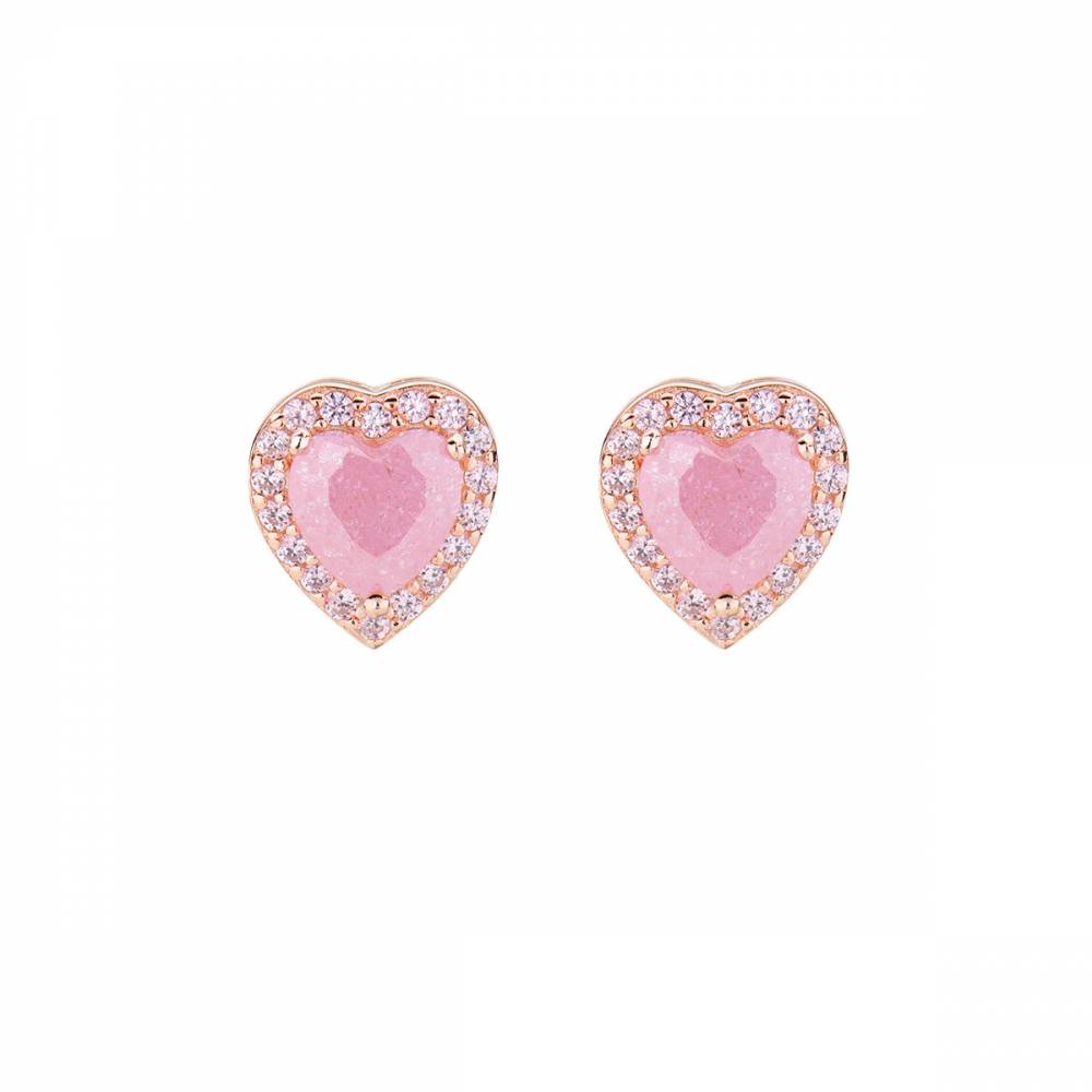 Orecchini Amen in Argento Rosato con Cuore in Creek Stone