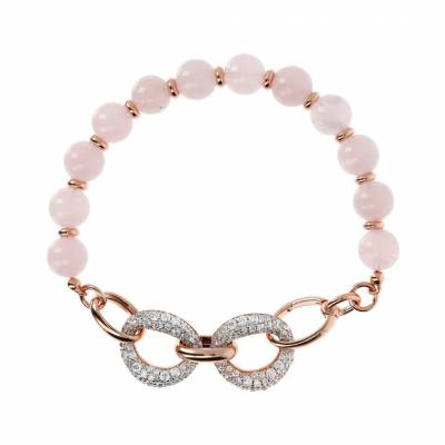 Bracciale Bronzallure in Golden Rose con Quarzo Rosa e Zirconi