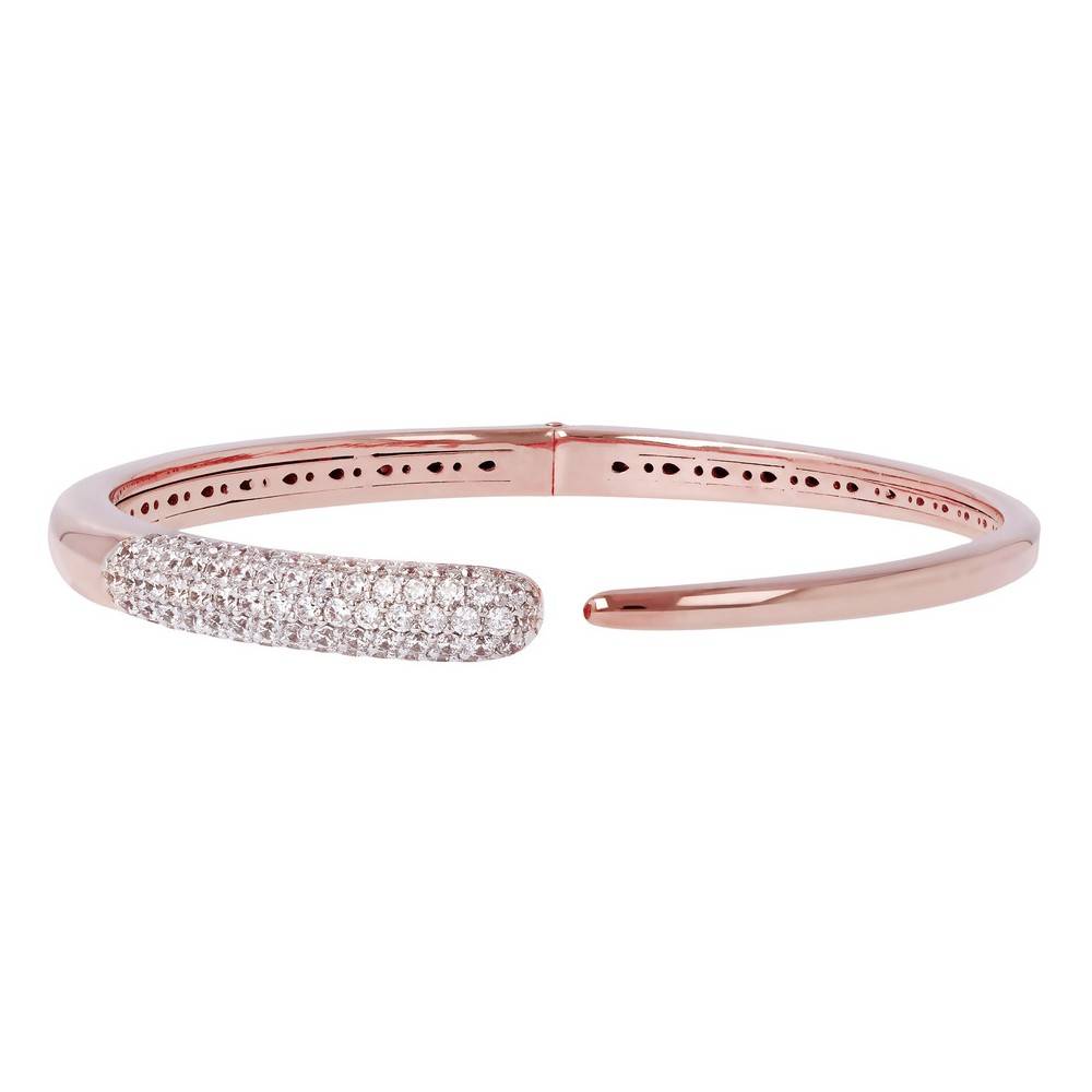 Bracciale Bronzallure Rigido lucido in Golden Rose con Zirconi