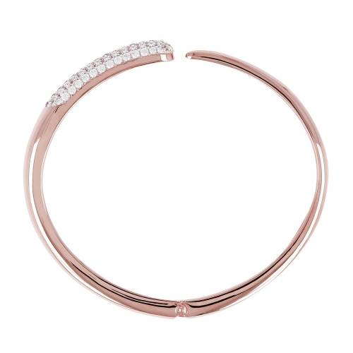 Bracciale Bronzallure Rigido lucido in Golden Rose con Zirconi