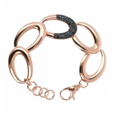 Bracciale Bronzallure Aurora a Maglia Ovale con Pavè di Nano Gem Grigio da Donna