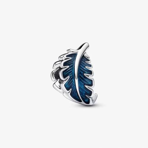 Pandora Charm Piuma Curva Blu