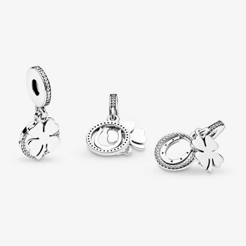 Charm Pandora Pendente Quadrifoglio portafortuna