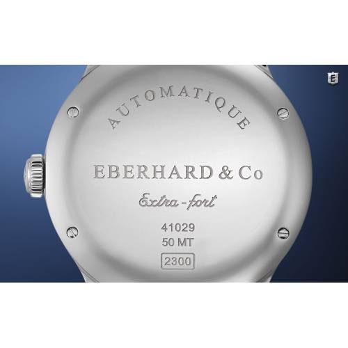 Orologio Eberhard Extra-Fort Quadrante Argento con Cinturino in Pelle