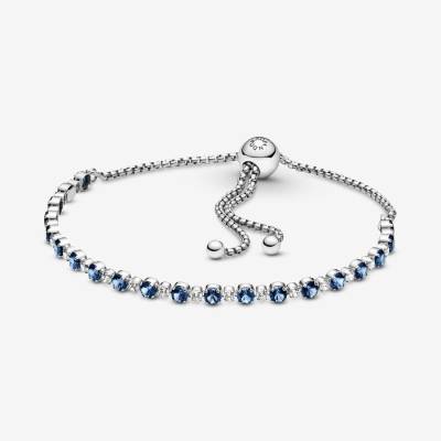 Pandora Bracciale Tennis Blu con Chiusura Regolabile