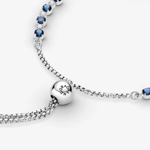 Pandora Bracciale Tennis Blu con Chiusura Regolabile