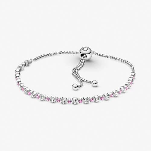 Pandora Bracciale Tennis Rosa con Chiusura Regolabile