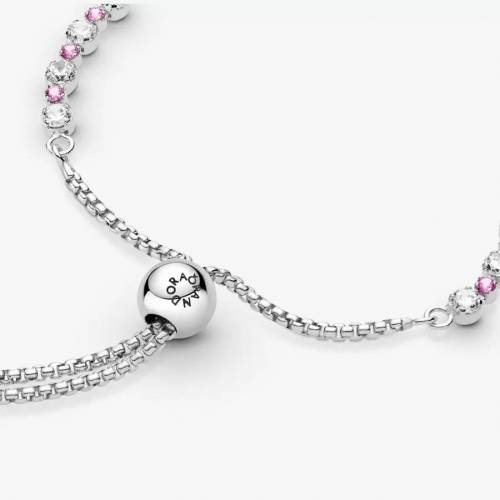 Pandora Bracciale Tennis Rosa con Chiusura Regolabile