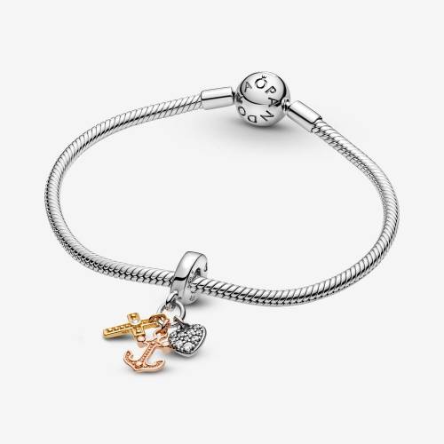 Charm Pandora Pendente Croce, Cuore e Ancora