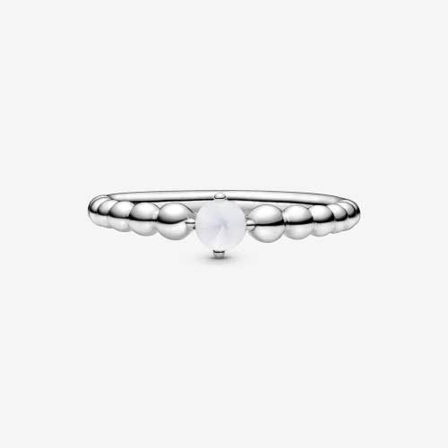 Anello Pandora Bianco Latte Decorato con Sfere