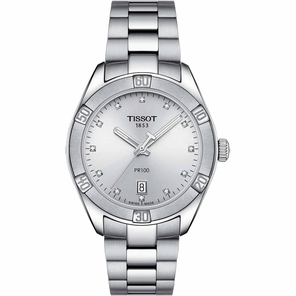 PR 100 Sport Chic quadrante argento con Diamanti