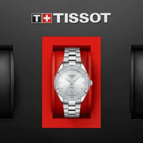 PR 100 Sport Chic quadrante argento con Diamanti