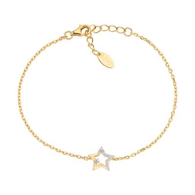 Amen Bracciale Stella in Argento Dorato con Zirconi