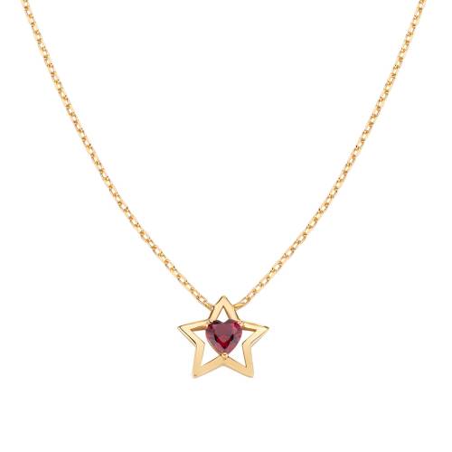 Amen Collana Dorata con Stella e Cuore in Zircone Rosso