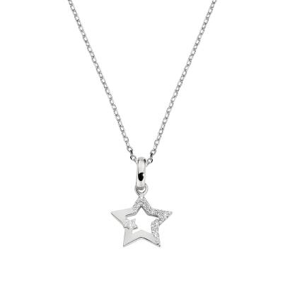 Amen Collana Stella in Argento con Zirconi