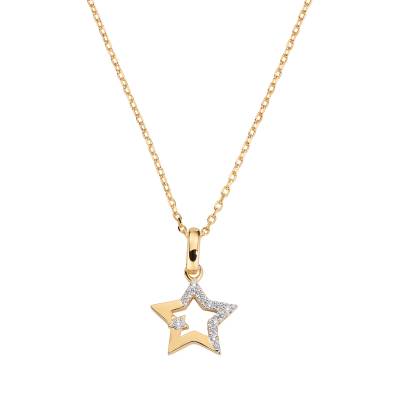 Amen Collana Stella in Argento Dorato con Zirconi