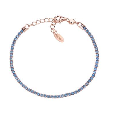 Amen Bracciale Tennis Rosè Zirconi Azzurri