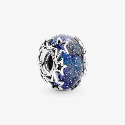 Pandora Charm Vetro di Murano Blu con Stelle