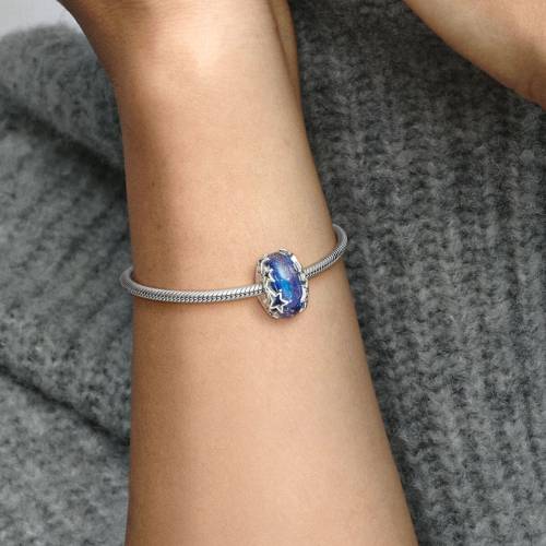 Pandora Charm Vetro di Murano Blu con Stelle