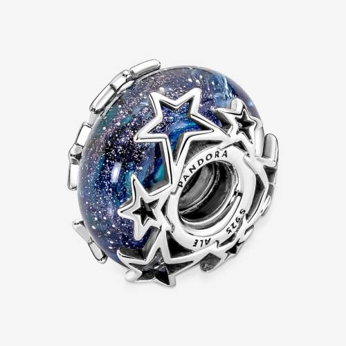 Pandora Charm Vetro di Murano Blu con Stelle