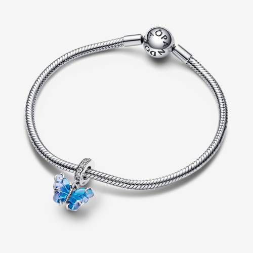 Pandora Charm Pendente Farfalla Vetro di Murano Blu