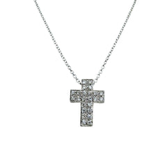 Collana Davite&Delucchi in Oro Bianco con Pendente Croce con Diamanti CLN011659