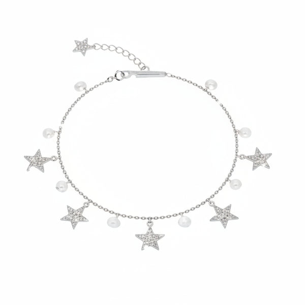 Bracciale Rebecca Lucciole Argentato con Stelle e Pietre Bianche SLCBBB14