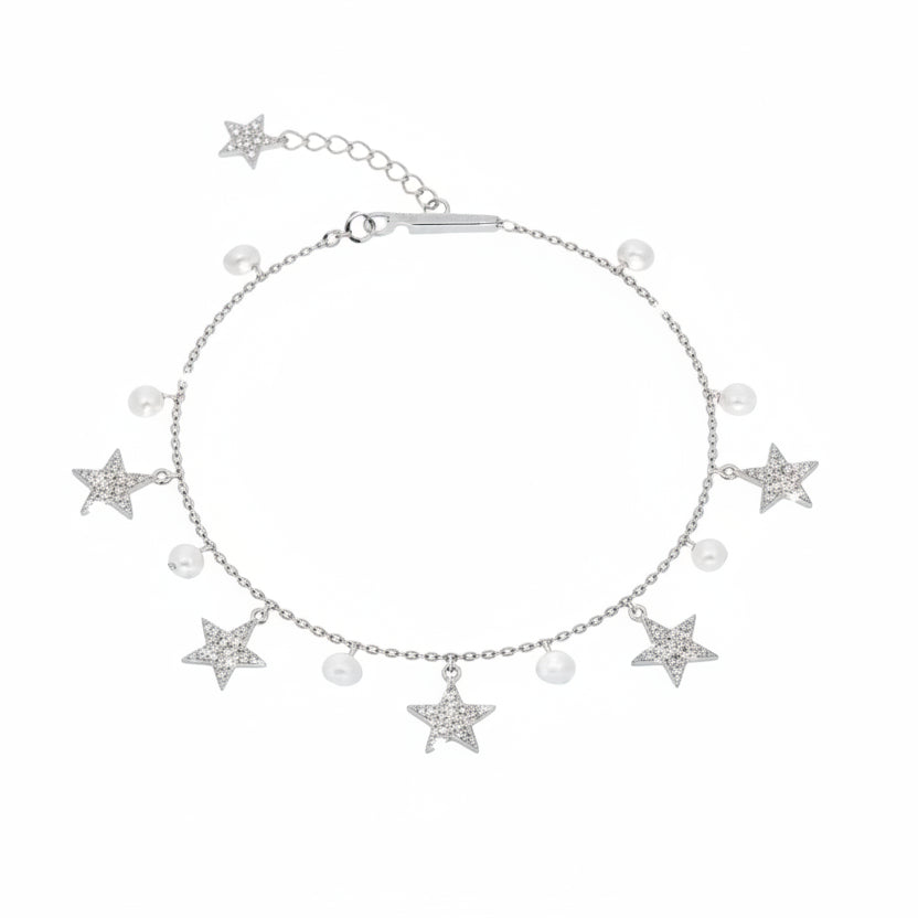Bracciale Rebecca Lucciole Argentato con Stelle e Pietre Bianche SLCBBB14
