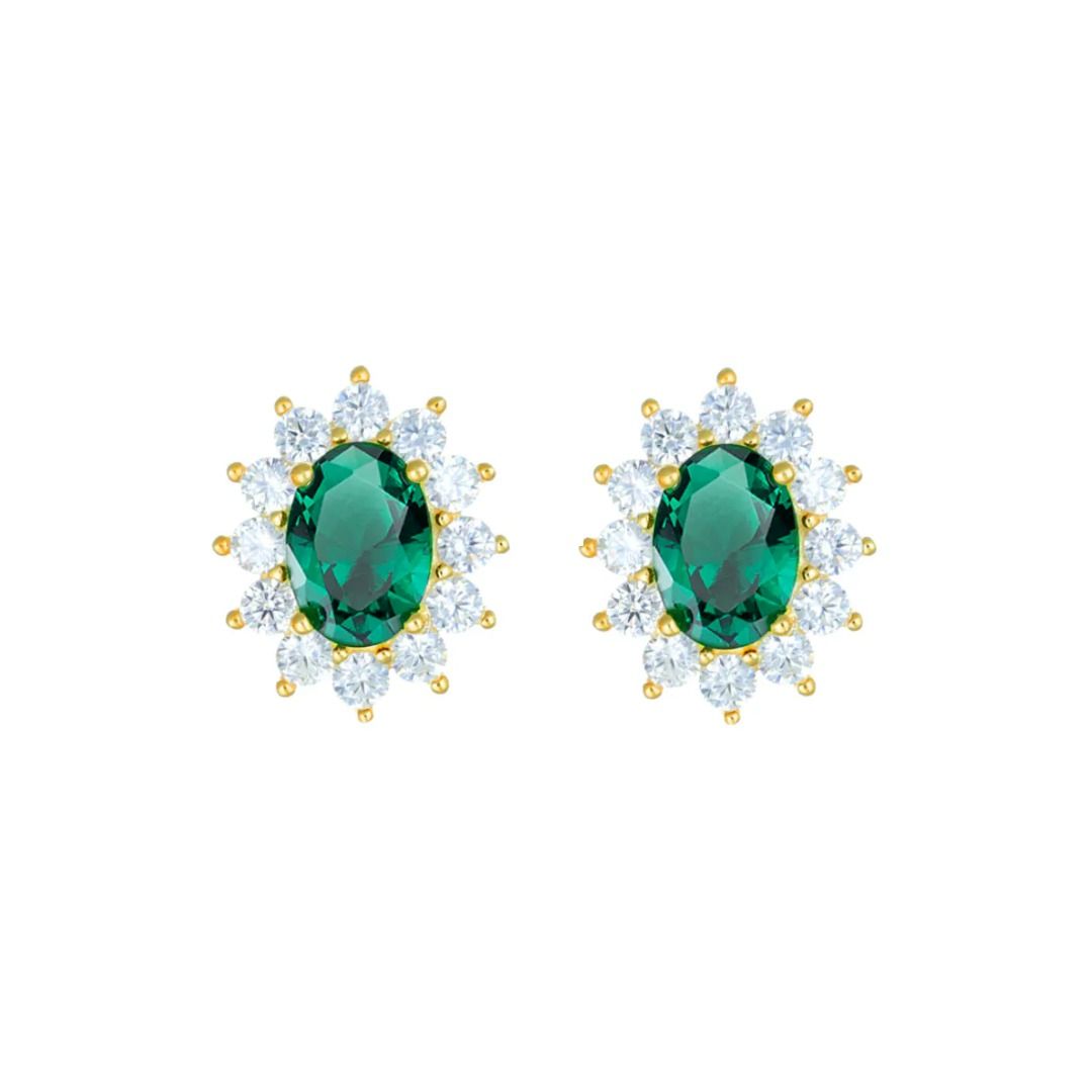 Orecchini Amen Royal Lady Dorati Con Zircone Verde Smeraldo ORLDMGBVE