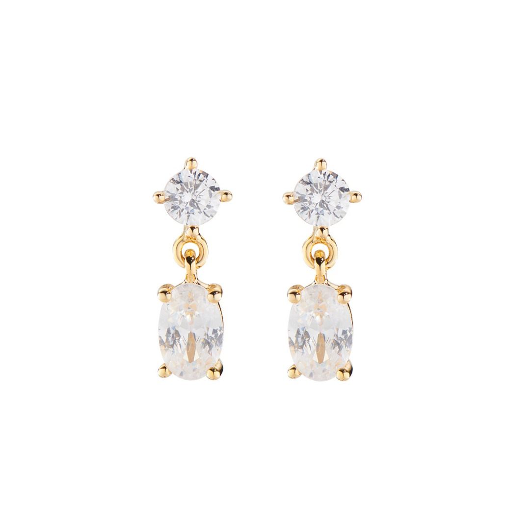 Orecchini Amen Princess Dorati Con Zircone Bianco Ovale EOVGB