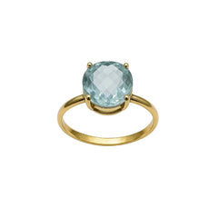 Anillo de oro amarillo de 18 quilates con piedra natural ovalada