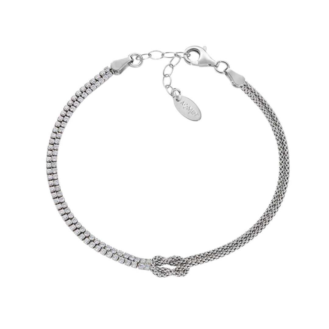 Bracciale Amen Nodo d'Amore con Zirconi Bianchi in Lega -