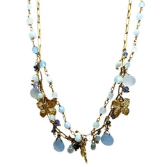Ishwara Double Strand Necklace with Aquamarine and Sapphires