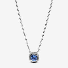 Collana Pandora Punto Luce Quadrato Blu Con Pavè Bianco 393560C01-45