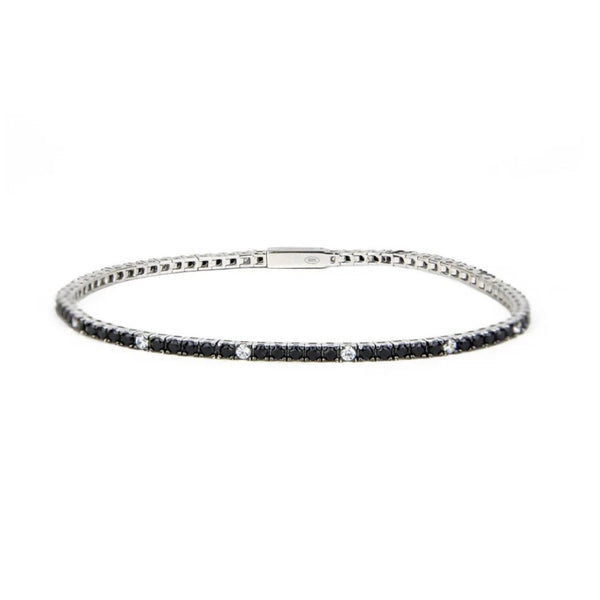 Pulsera de tenis Zancan en plata con circonitas blancas y negras