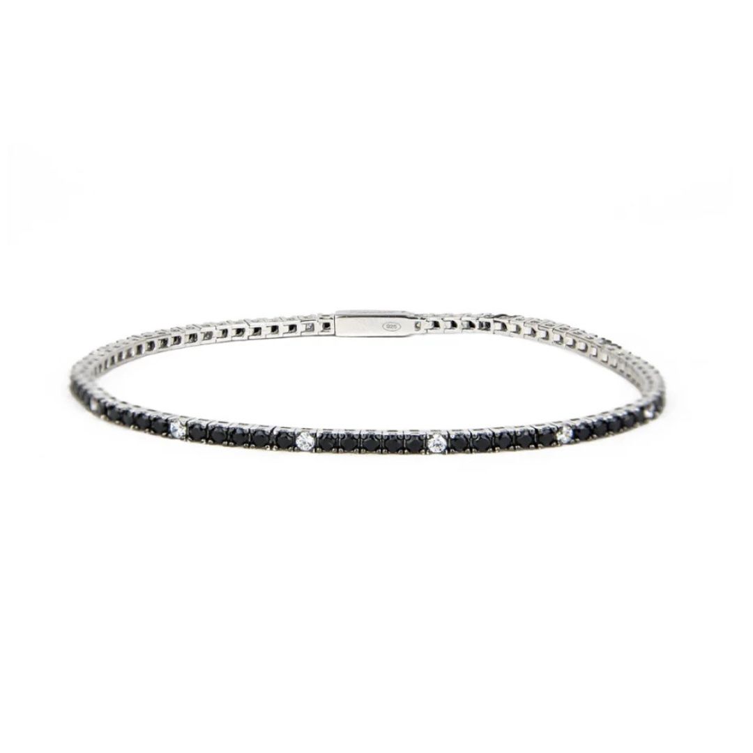 Pulsera de tenis Zancan en plata con circonitas blancas y negras