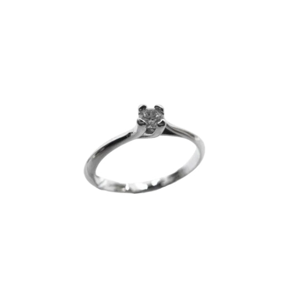 Anillo Iannelli de oro blanco hecho a mano con diamante central
