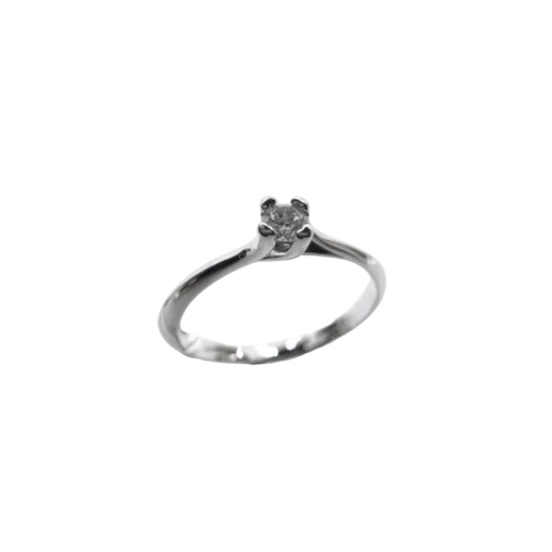 Anillo Iannelli de oro blanco hecho a mano con diamante central