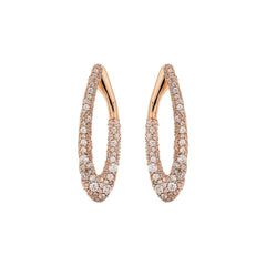 Bronzallure Oval Golden Earrings in Cubic Zirconia Pavé