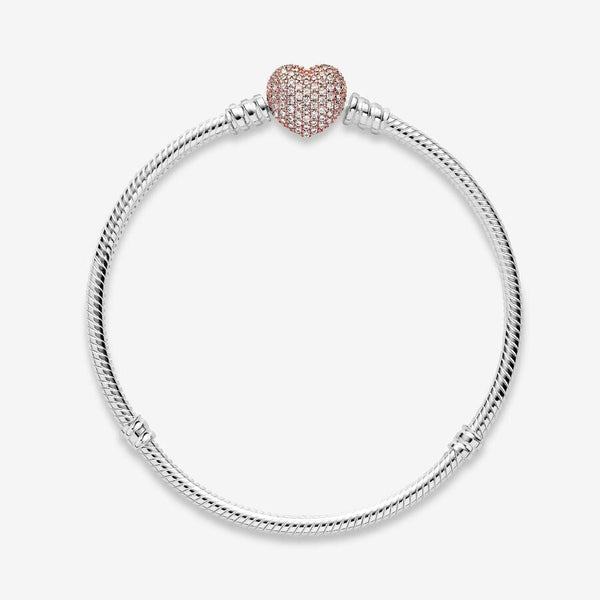 Bracciale Pandora Con Chiusura A Cuore Rosè Pavè 586292CZ