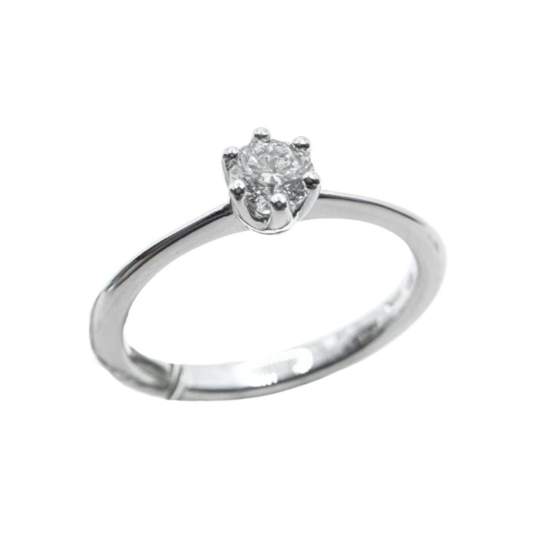 Davite&amp;Delucchi 6-Point Solitaire Ring in White Gold and Central Diamond