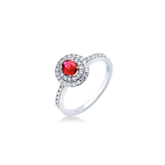 Anello Mirco Visconti con Rubino Doppio Giro di Diamanti e Diamanti sul Gambo AB777/R