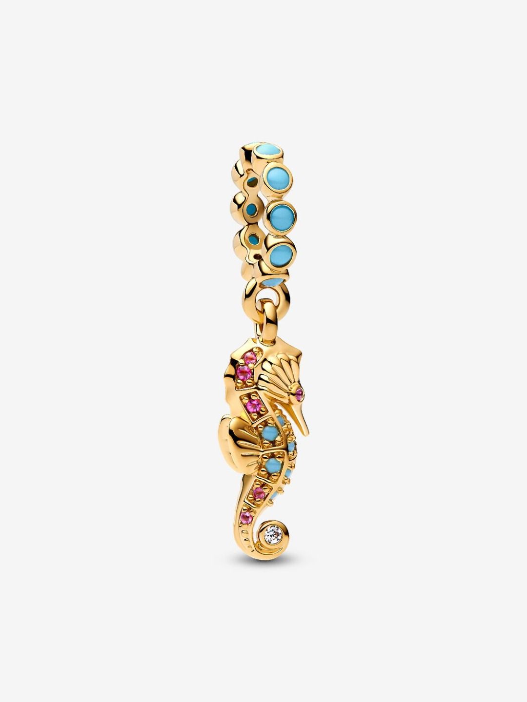Charm colgante de caballito de mar Pandora chapado en oro de 14 k