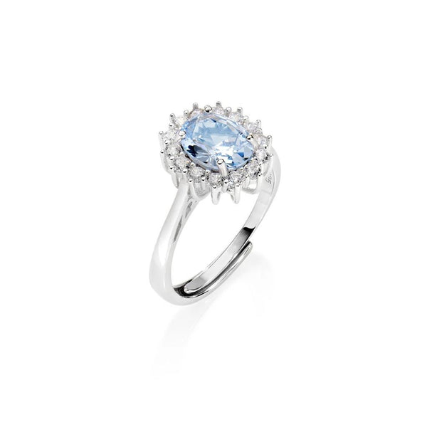 Anello Amen Adattabile Royal Lady Zircone Acquamarina ANLDGBBAC2