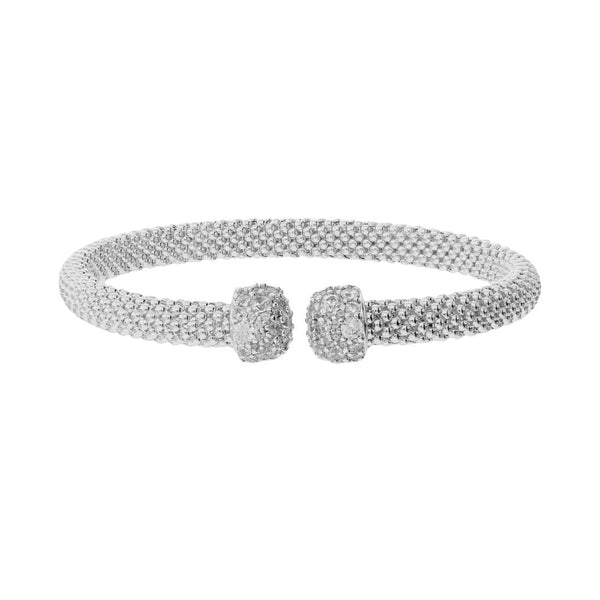 Bracciale Bronzallure Rigido Golden Maglia Popcorn Con Pavé Di Cubic Zirconia