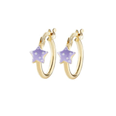 Orecchini Amen a Cerchio Dorato Bambina Stelle Colorate -