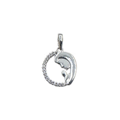 Madonna Pendant in White Gold and Zircons